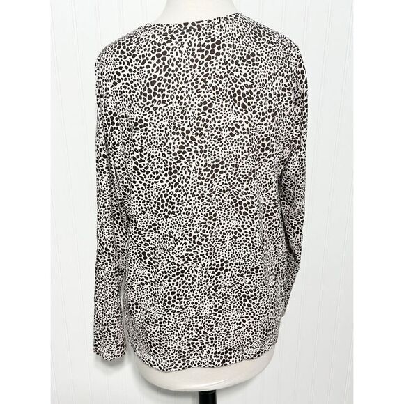 Lands' End Women's Leopard Print Long Sleeve Pullover Shirt Brown WhiteSize XL - Picture 5 of 9